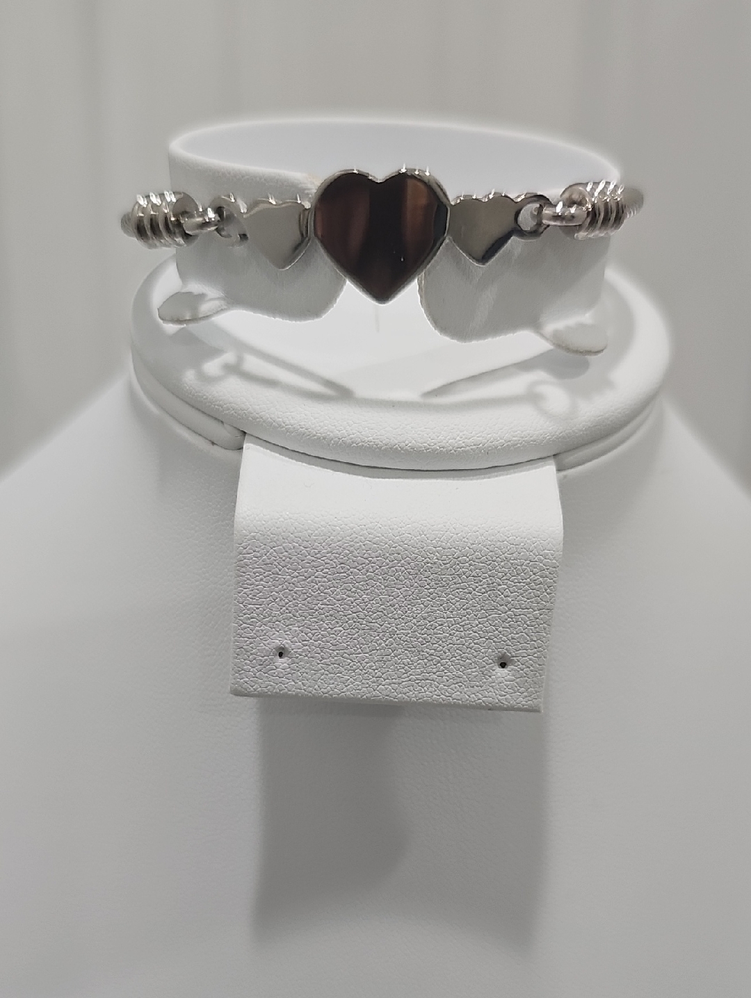 Stainless Steel Heart Link Bracelet  Silver Heart Design
